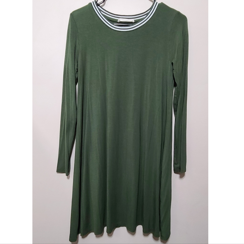 Womens Autumn Long Sleeve Round Neck Plain T-Shirt Dress.